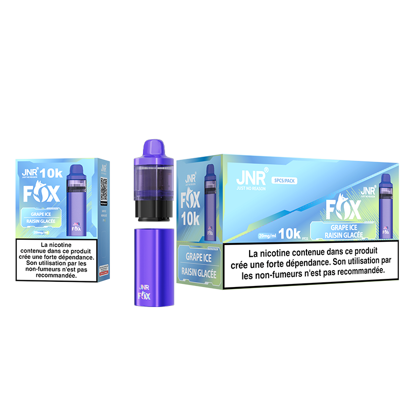 JNR FOX 10k Rechargeable - Grape Ice | Puff Raisin Glacé 10000 Bouffées