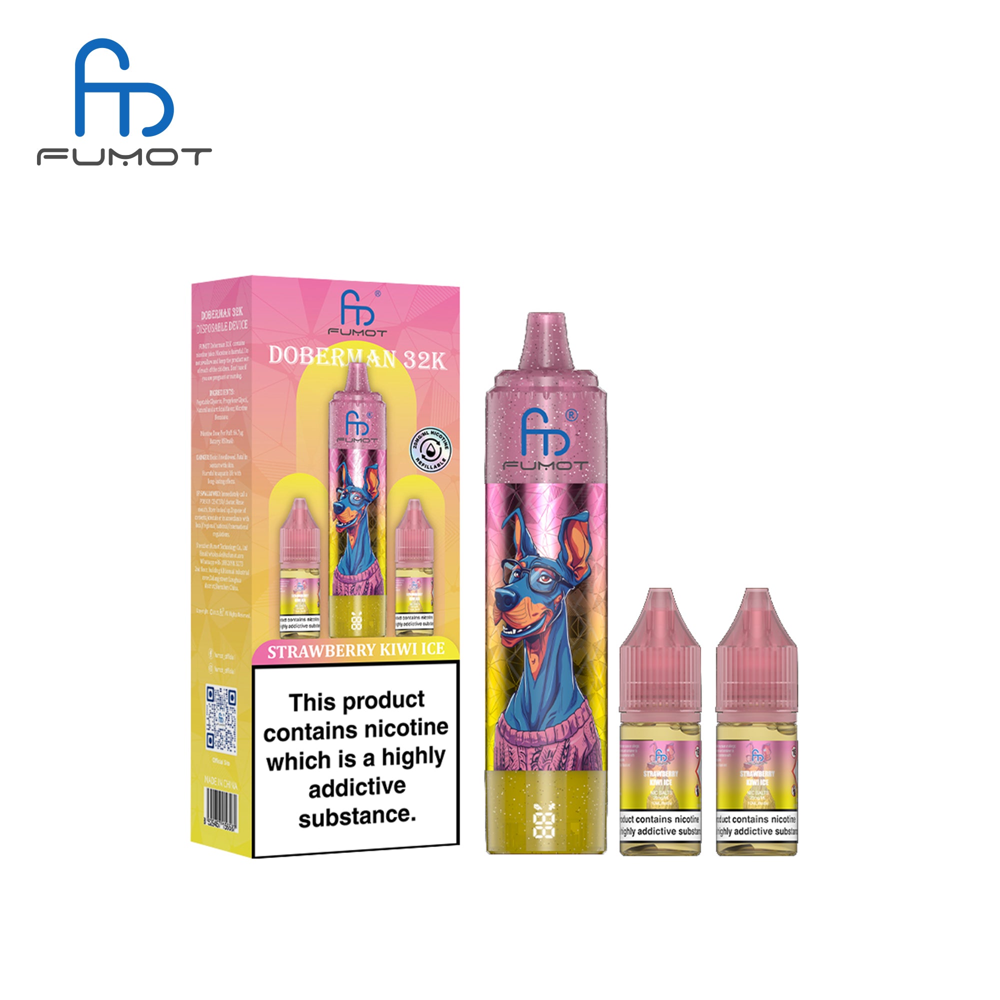 Strawberry Kiwi Ice - Rechargeable Electronic Cigarettes - Fumot Doberman