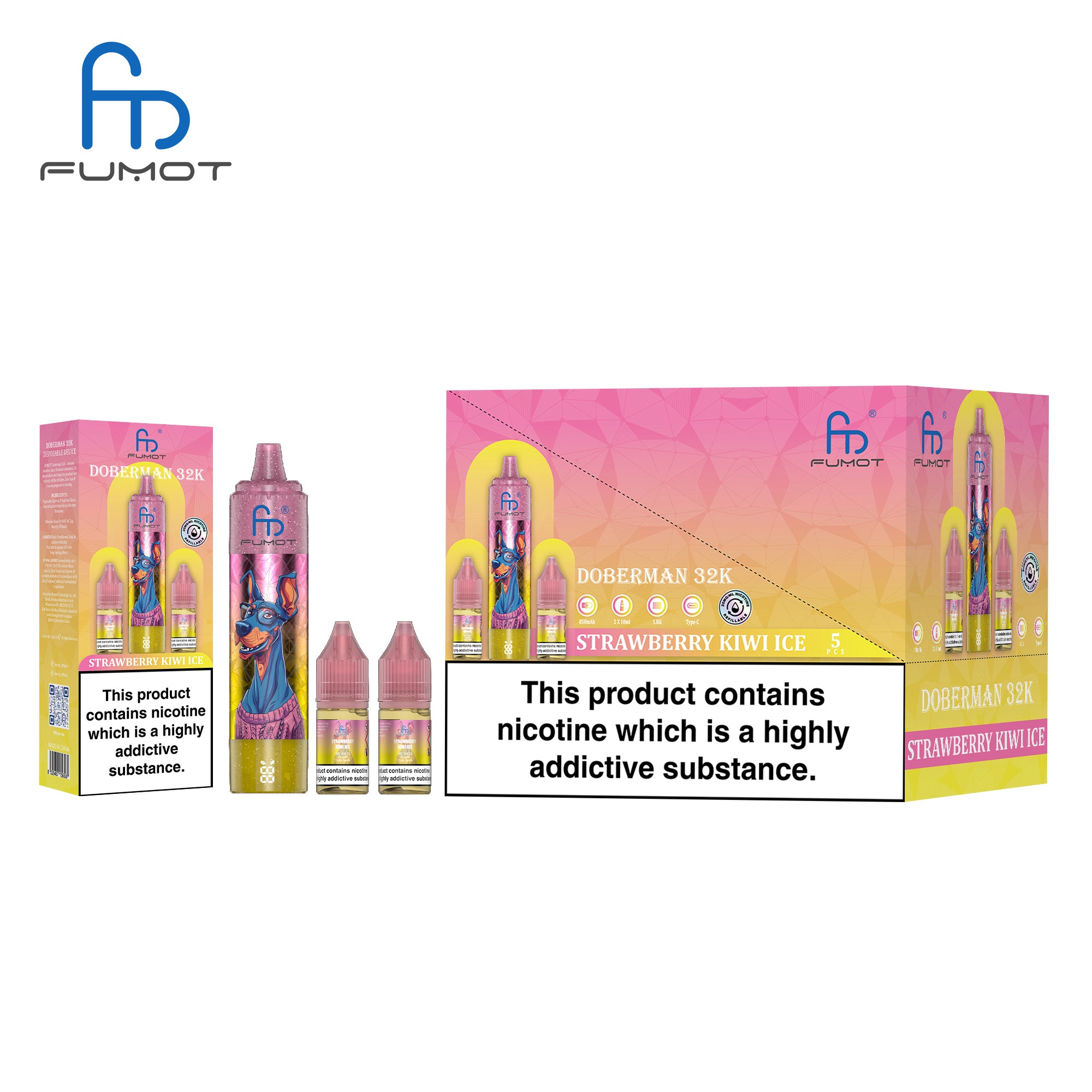 Strawberry Kiwi Ice - Rechargeable Electronic Cigarettes - Fumot Doberman