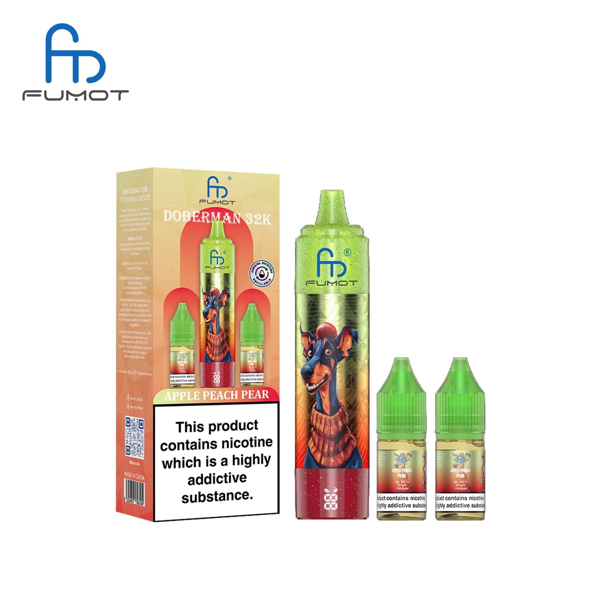 Apple Peach Pear - CIGARETTE ÉLECTRONIQUES RECHARGEABLE - Fumot Doberman