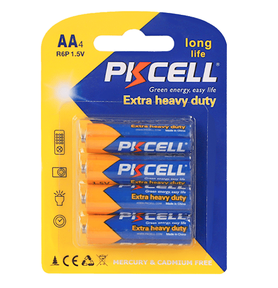 Piles AA 1.5V Carbone Zinc PKCELL - Pack de 4 - Longue Durée pour Télécommandes et Appareils Domestiques