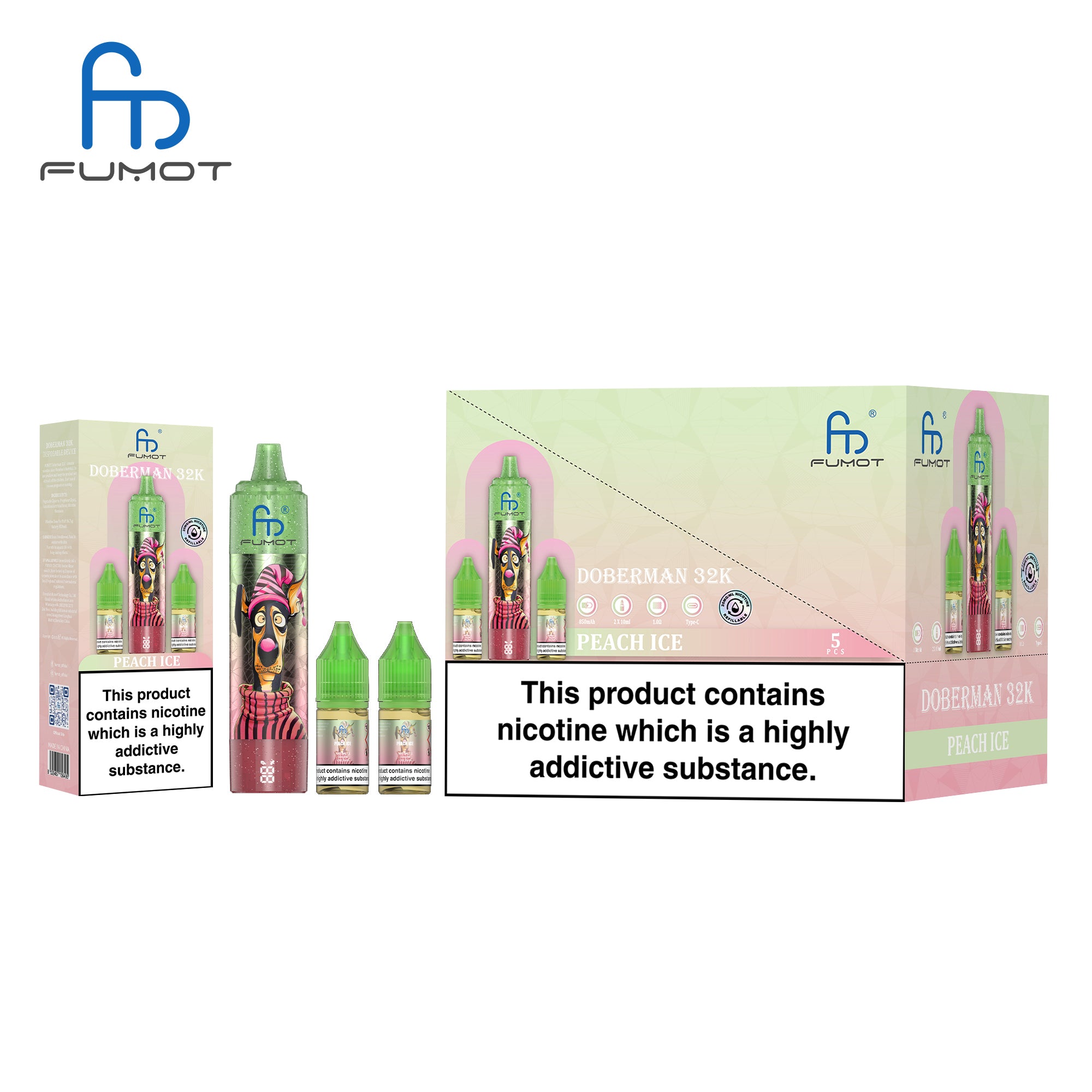 Peach Ice - CIGARETTE ÉLECTRONIQUES RECHARGEABLE - Fumot Doberman