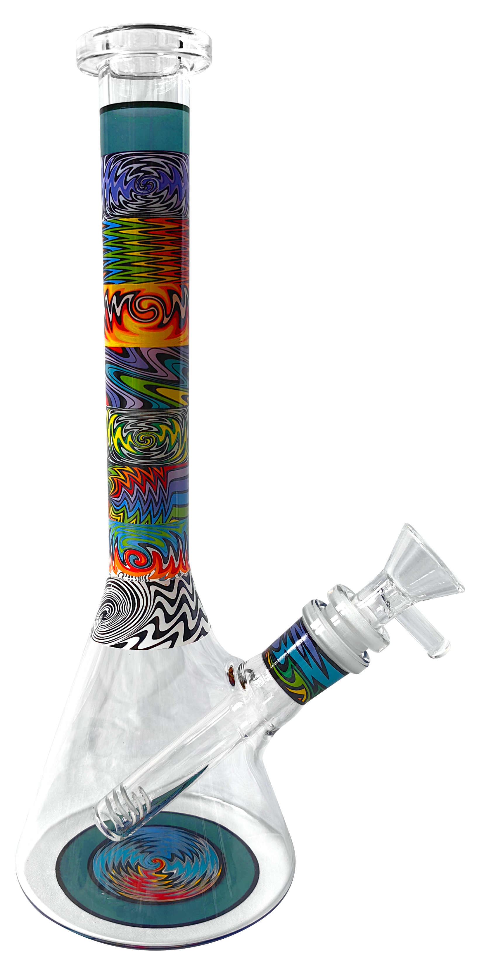 Bong in vetro Beaker "Psichedelico" 25cm (10") - Pipa ad acqua stampata con ice catcher