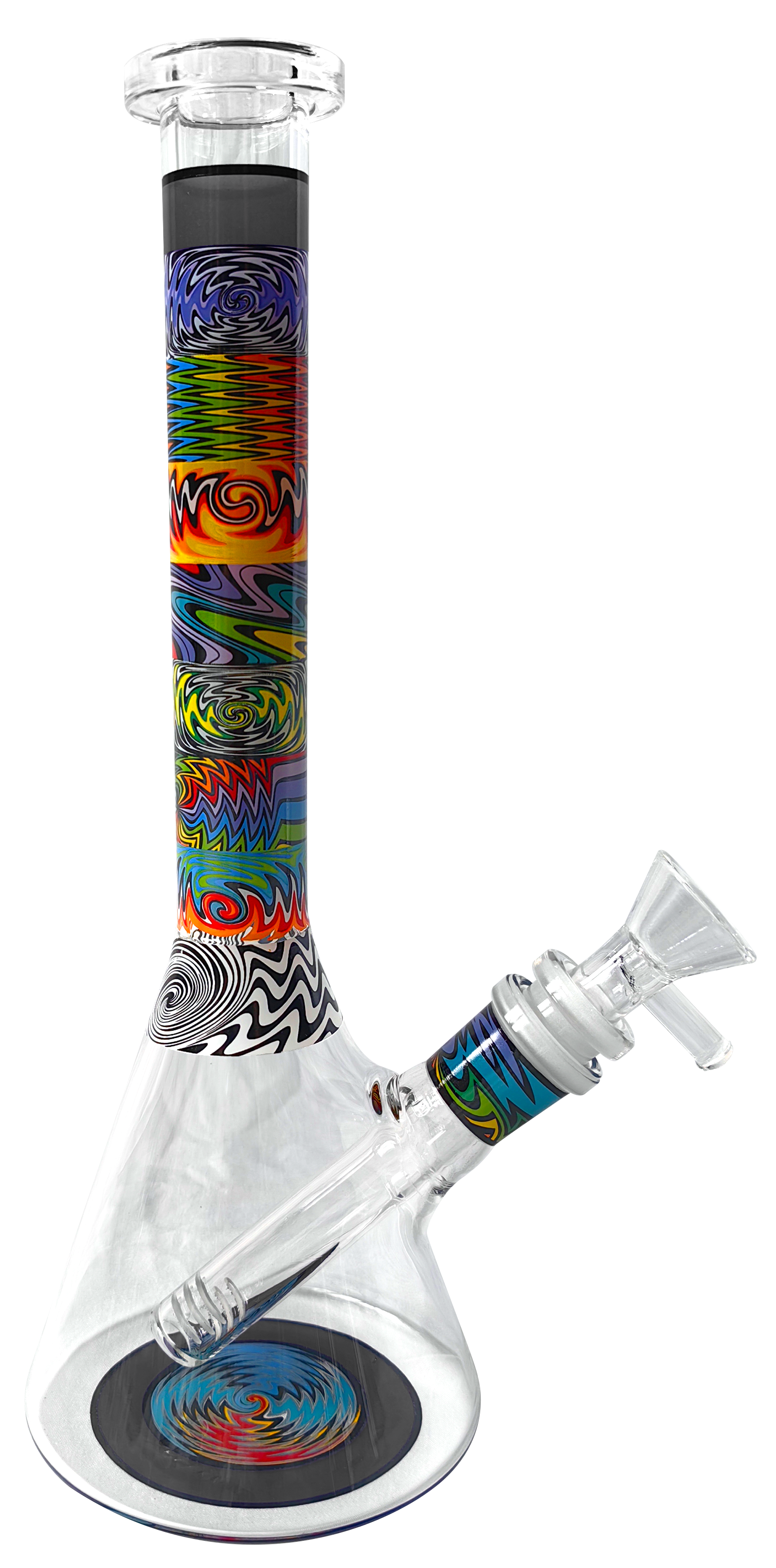 Bong in vetro Beaker "Psichedelico" 25cm (10") - Pipa ad acqua stampata con ice catcher