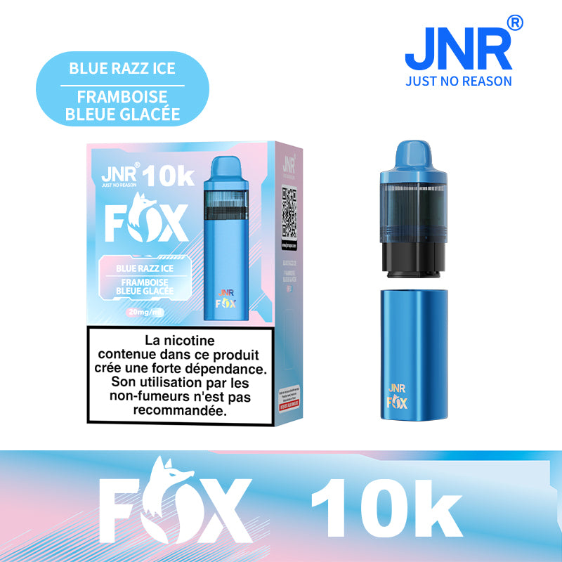 JNR FOX 10k Rechargeable - Blue Razz Ice | Puff Framboise Bleue Glacée 10000 Bouffées