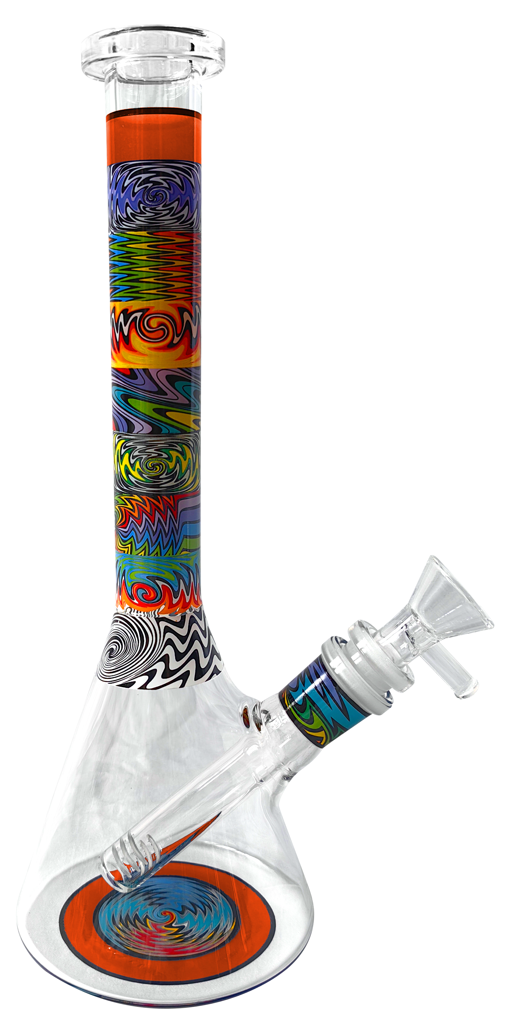Bong in vetro Beaker "Psichedelico" 25cm (10") - Pipa ad acqua stampata con ice catcher