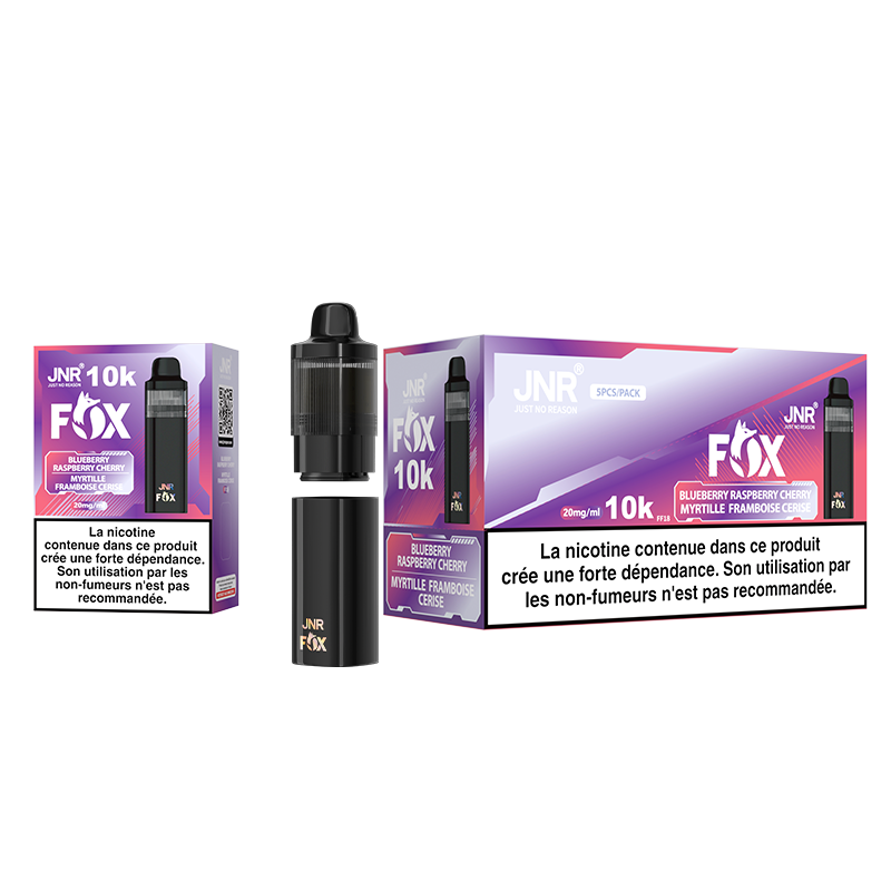JNR FOX 10k Rechargeable - Blueberry Raspberry Cherry | Puff Myrtille Framboise Cerise 10000 Bouffées