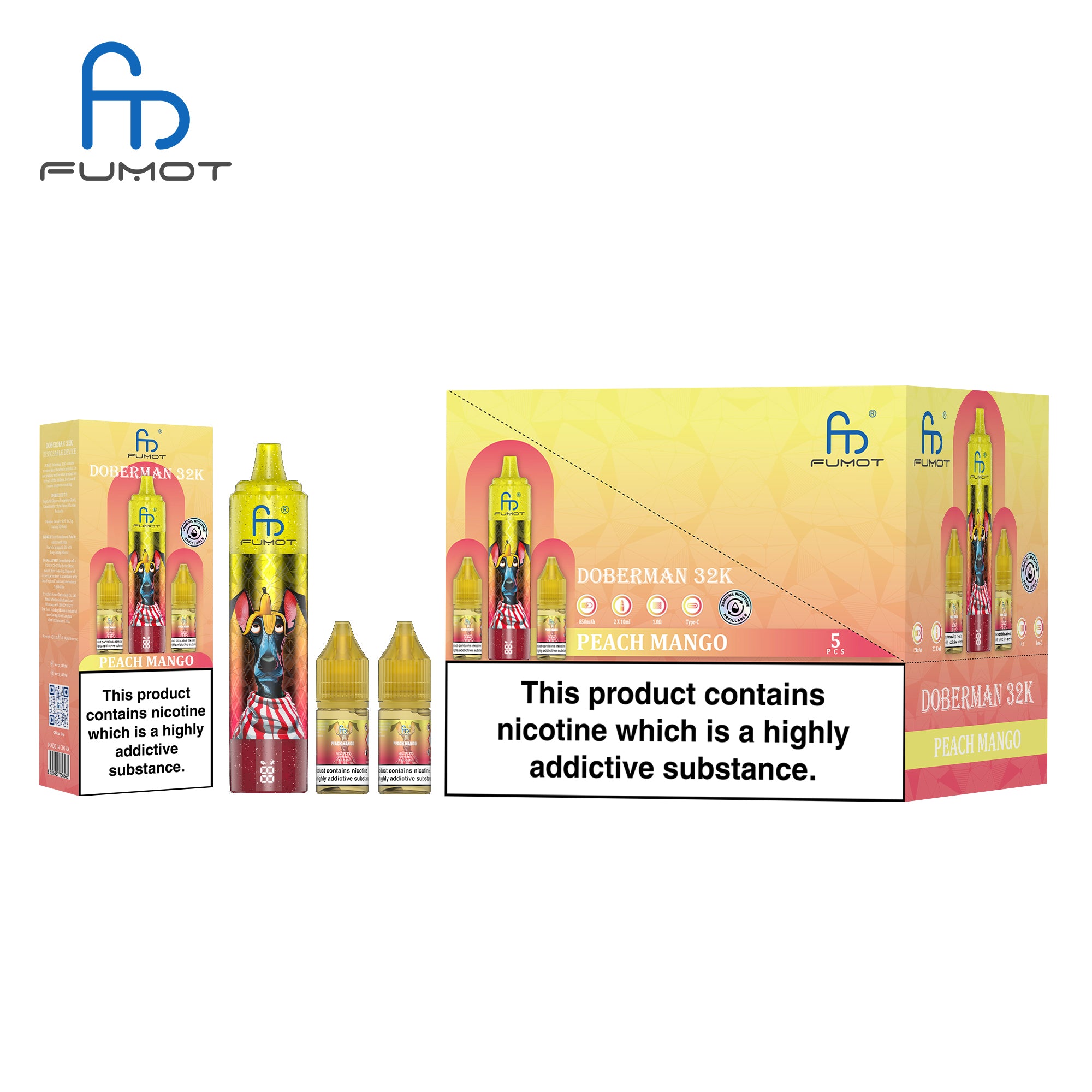 Peach Mango - CIGARETTE ÉLECTRONIQUES RECHARGEABLE - Fumot Doberman