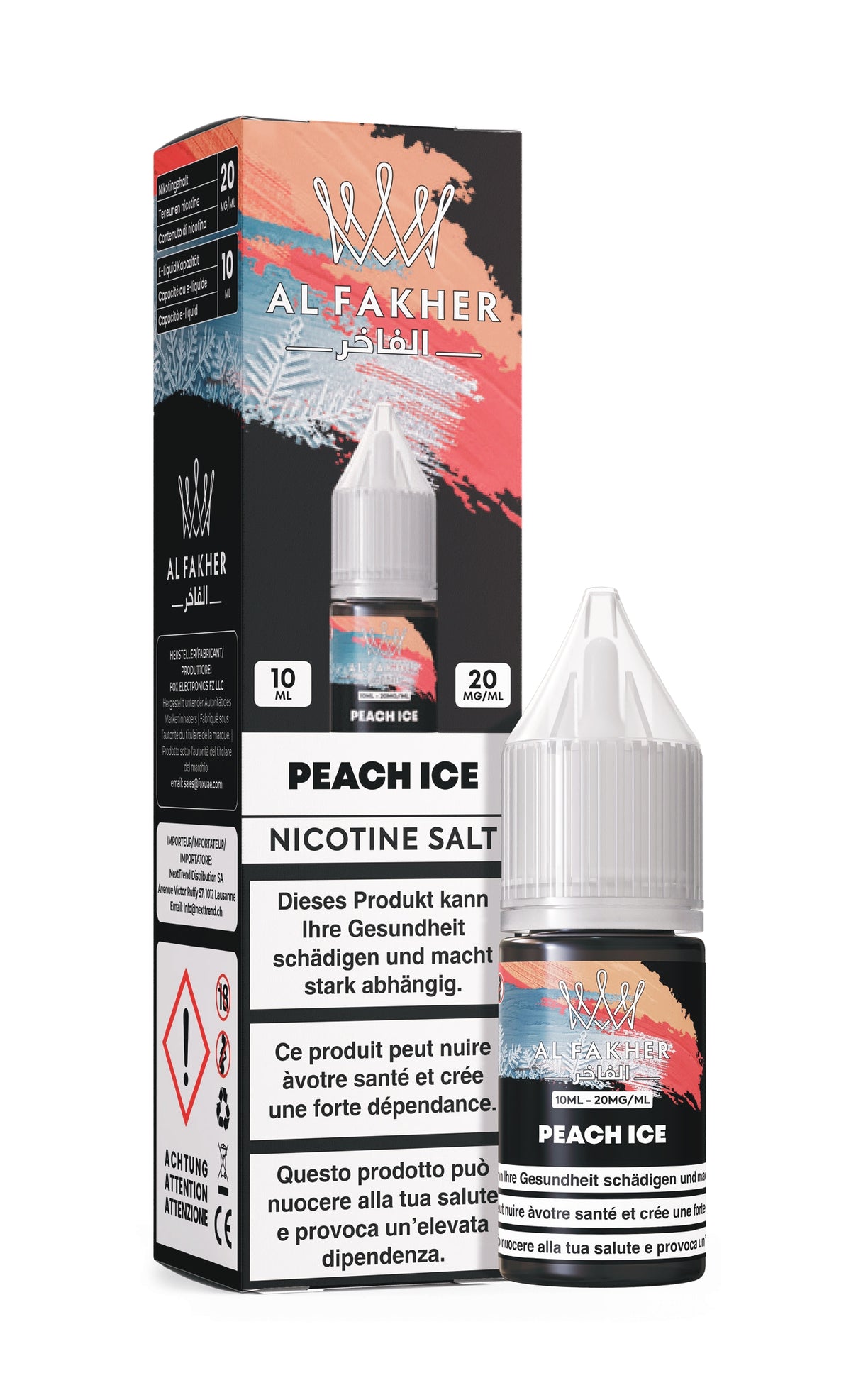 Al Fakher Peach Ice - E-liquide aux sels de nicotine - 10 ml - 20 mg/ml