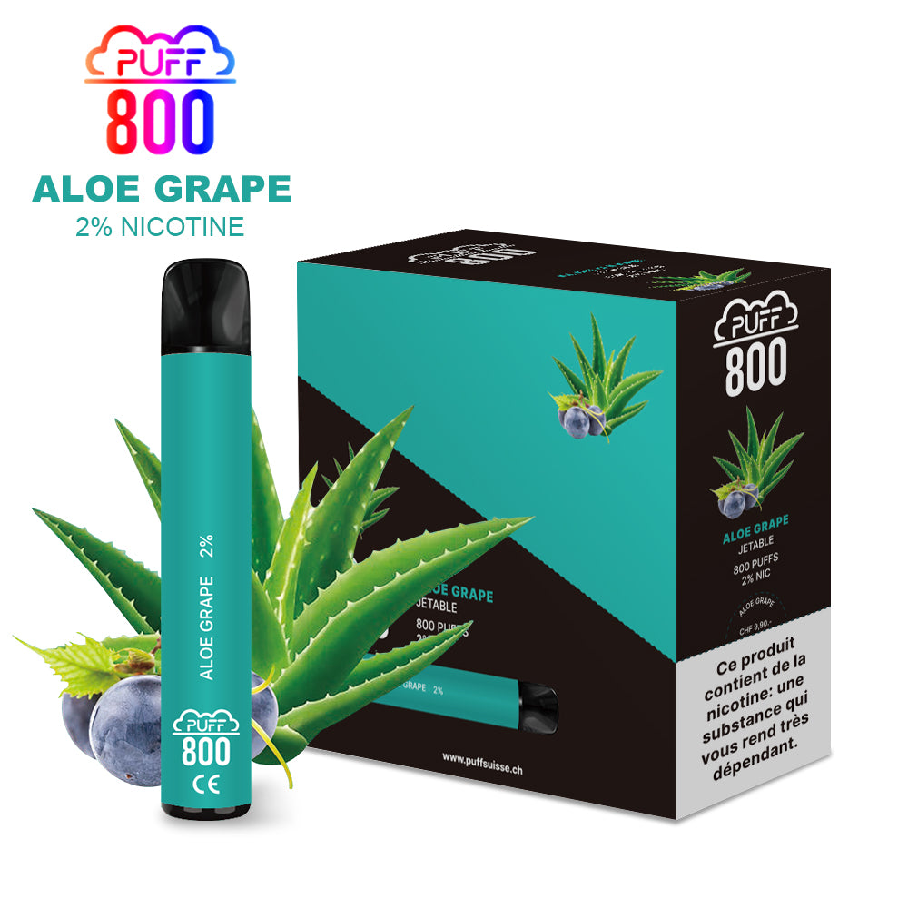 Vape jetable avec nicotine - Puff 800 - Aloe Grape | puff 800 2%,puff8002%
