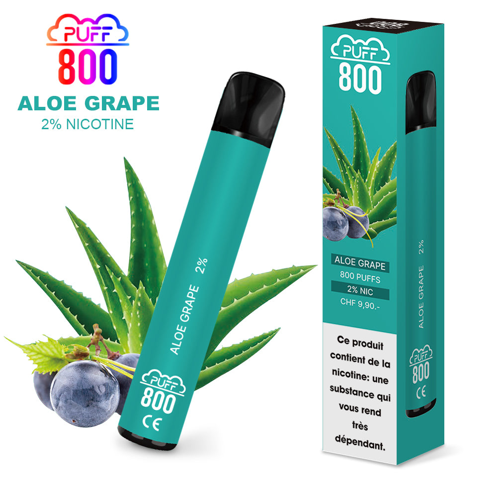 Vape jetable avec nicotine - Puff 800 - Aloe Grape | puff 800 2%,puff8002%