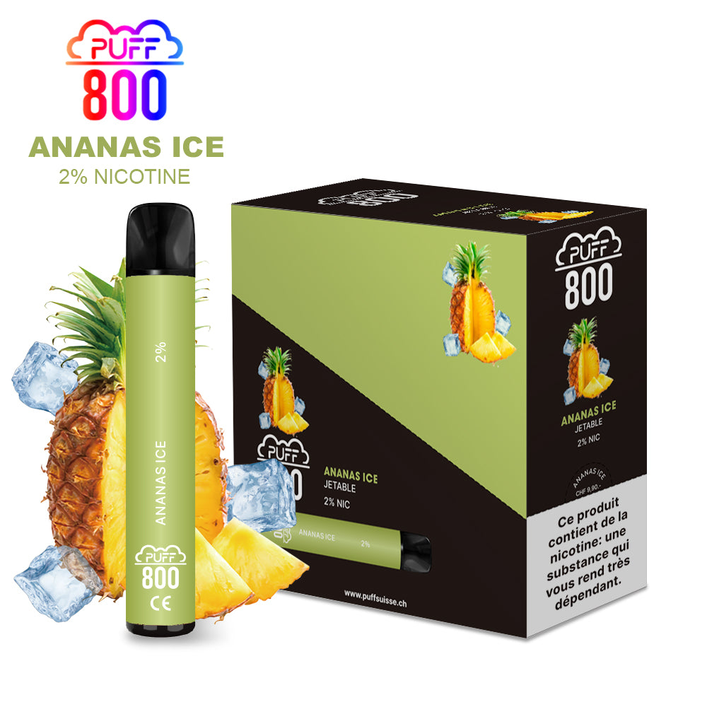Vape jetable avec nicotine - PUFF 800 - Ananas Ice | puff 800 2%,puff8002%