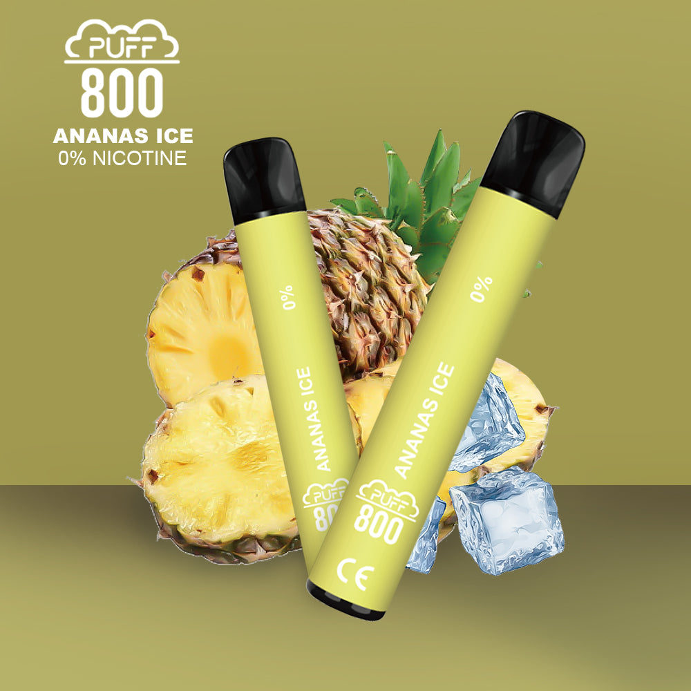 Vape jetable sans nicotine - PUFF 800 - Ananas Ice | puff 0%,zero nicotine