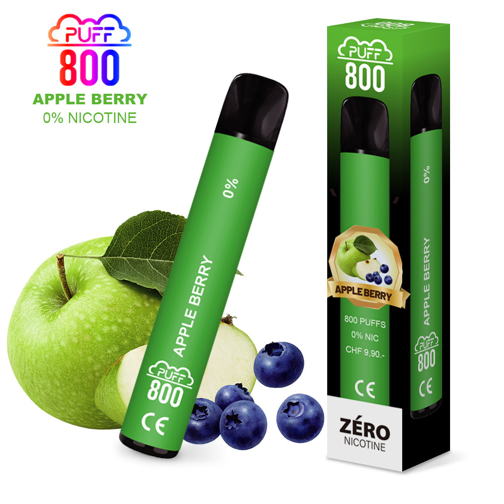 Vape jetable sans nicotine - PUFF 800 - Apple Berry | puff 0%,zero nicotine