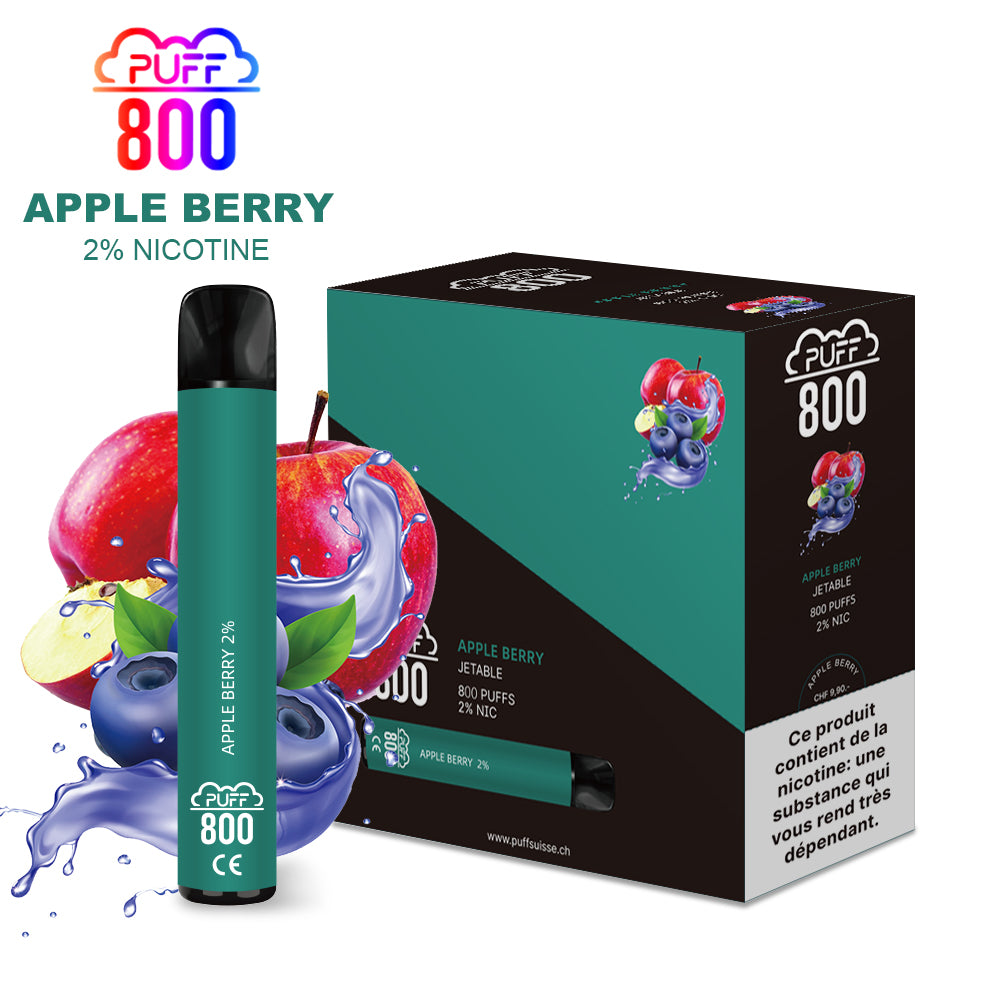 Vape jetable avec nicotine - PUFF 800 - Apple Berry | puff 800 2%,puff8002%