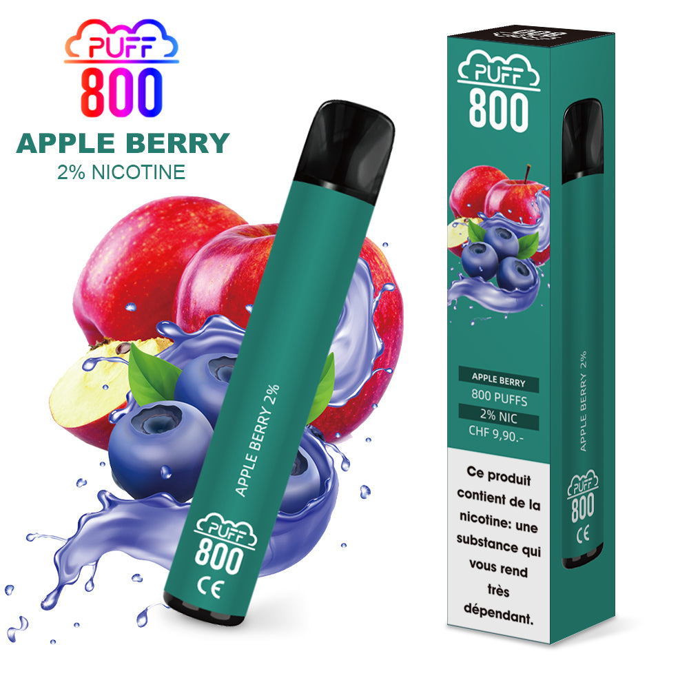 Vape jetable avec nicotine - PUFF 800 - Apple Berry | puff 800 2%,puff8002%