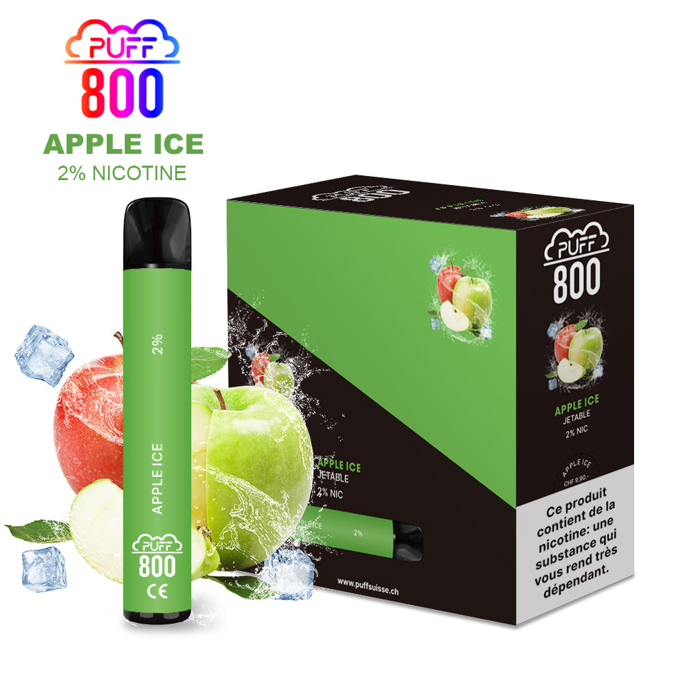 Vape jetable avec nicotine - PUFF 800 - Apple Ice | puff 800 2%,puff8002%