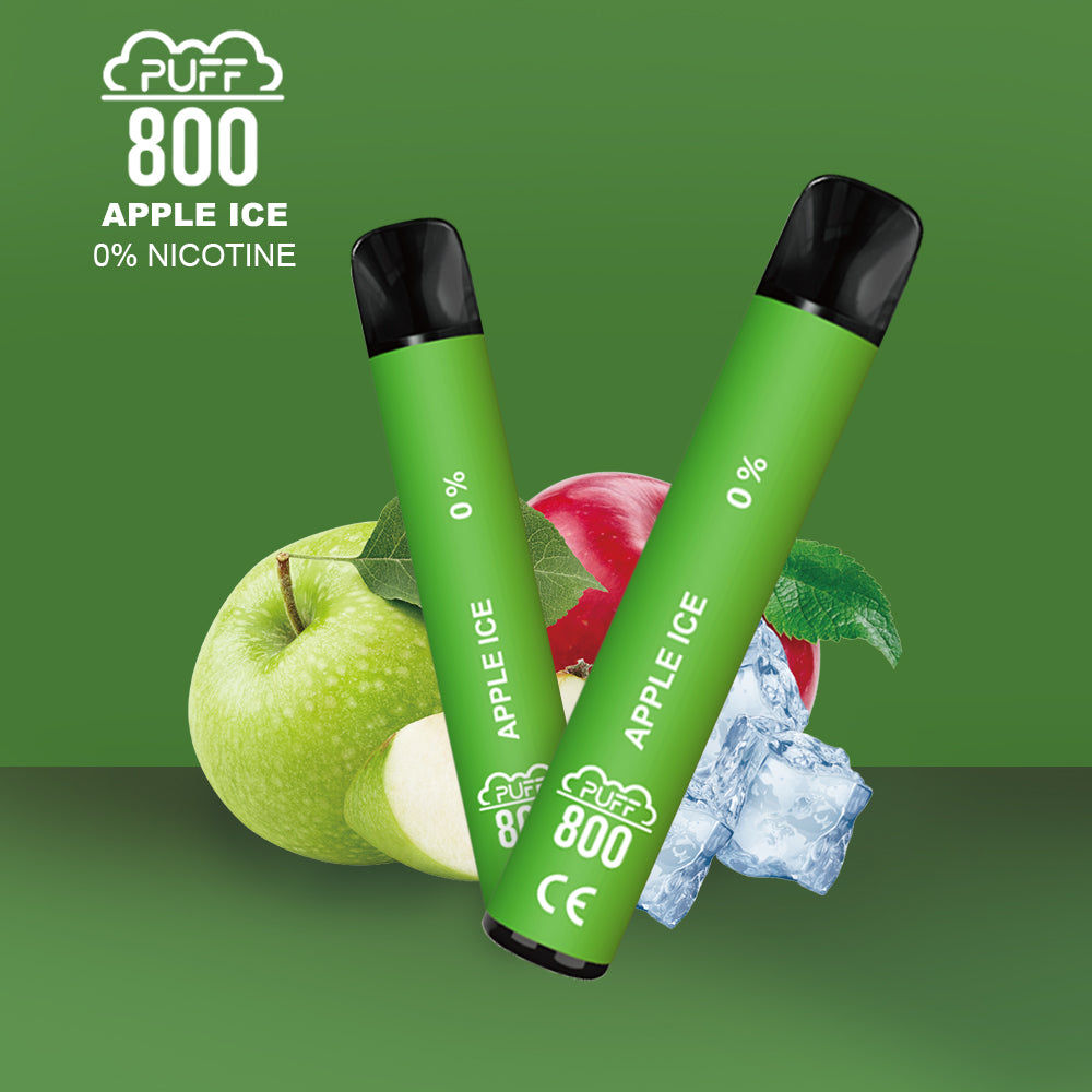 Vape jetable sans nicotine - PUFF 800 - Apple Ice | puff 0%,zero nicotine