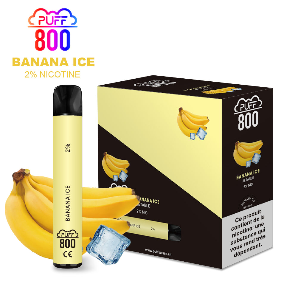 Vape jetable avec nicotine - Puff 800 - Banana Ice | puff 800 2%,puff8002%