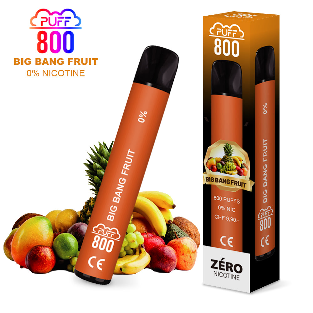 Vape jetable sans nicotine - Puff 800 - Big Bang Fruit | puff 0%,zero nicotine