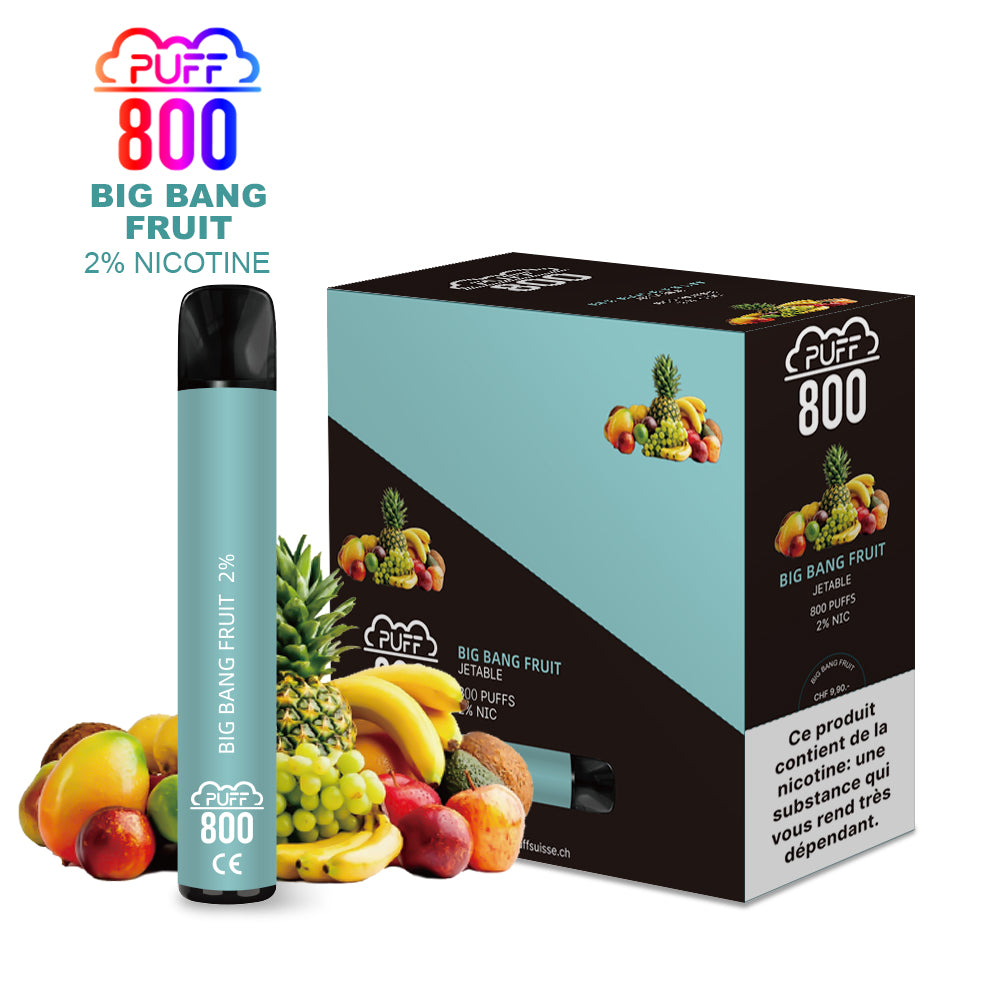 Vape jetable avec nicotine - Puff 800 - Big Bang Fruit | puff 800 2%,puff8002%