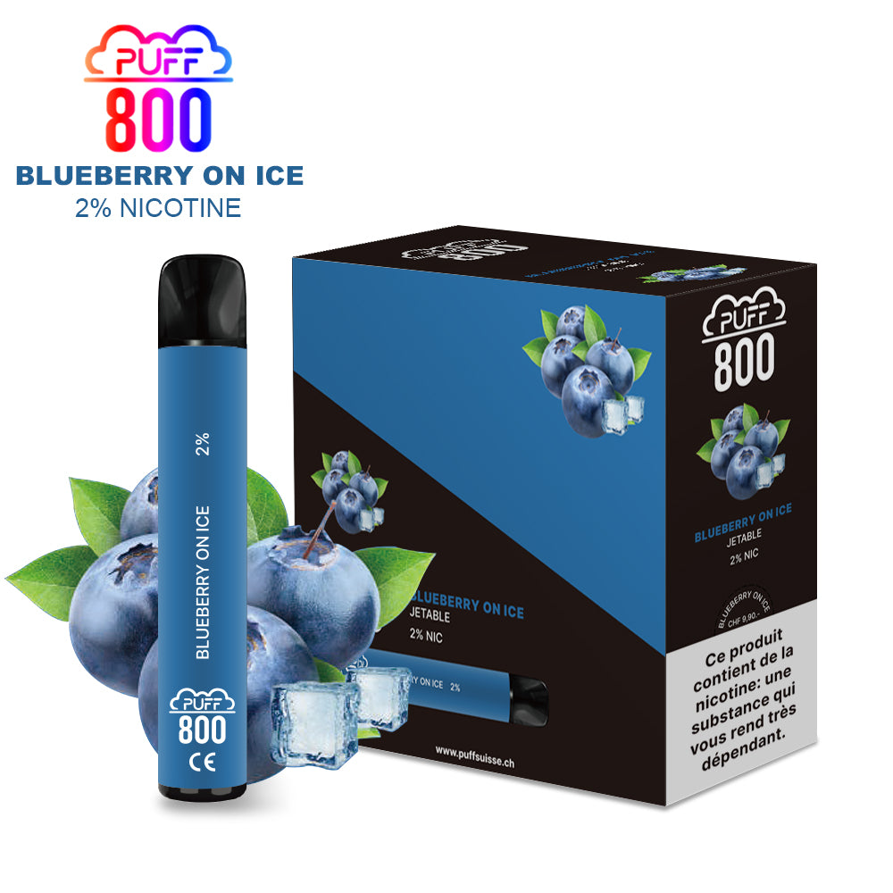 Vape jetable avec nicotine - Puff 800 - Blueberry on Ice | puff 800 2%,puff8002%