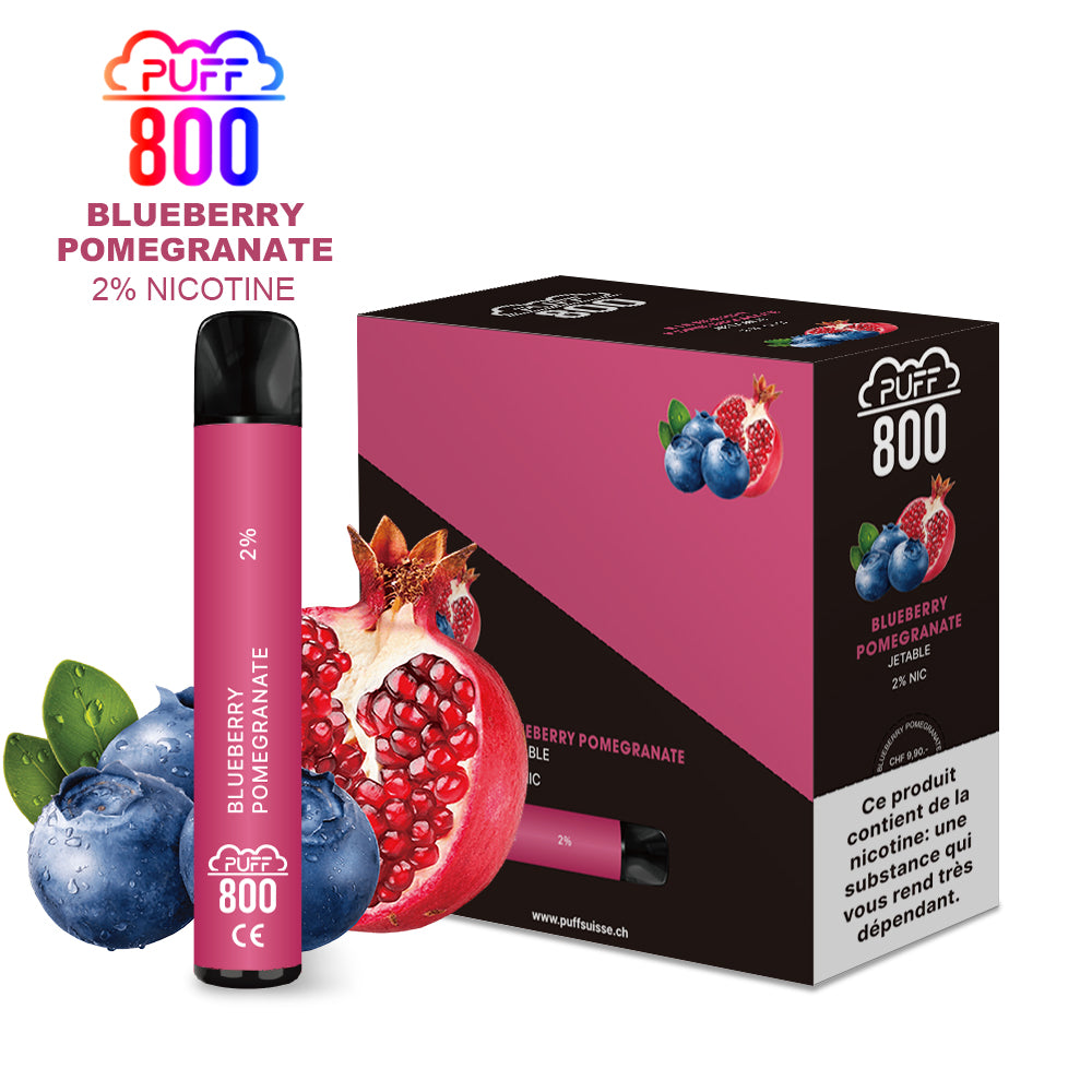 Vape jetable avec nicotine - Puff 800 - Blueberry Pomegranate | puff 800 2%,puff8002%