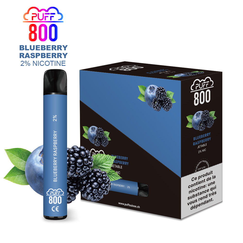 Vape jetable avec nicotine - Puff 800 - Blueberry Raspberry | puff 800 2%,puff8002%