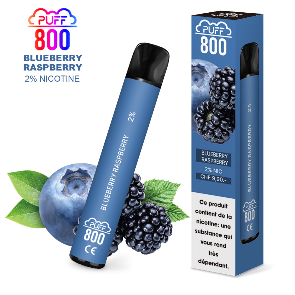Vape jetable avec nicotine - Puff 800 - Blueberry Raspberry | puff 800 2%,puff8002%