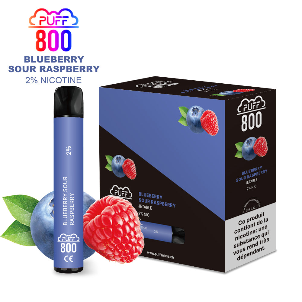 Vape avec nicotine - Puff 800 - Blueberry Sour Raspberry | puff 800 2%,puff8002%