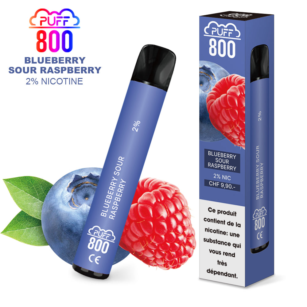 Vape avec nicotine - Puff 800 - Blueberry Sour Raspberry | puff 800 2%,puff8002%