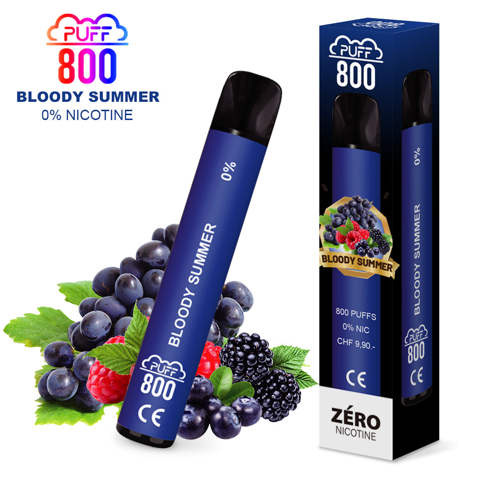 Vape sans nicotine - Puff 800 - Bloody Summer | puff 0%,zero nicotine