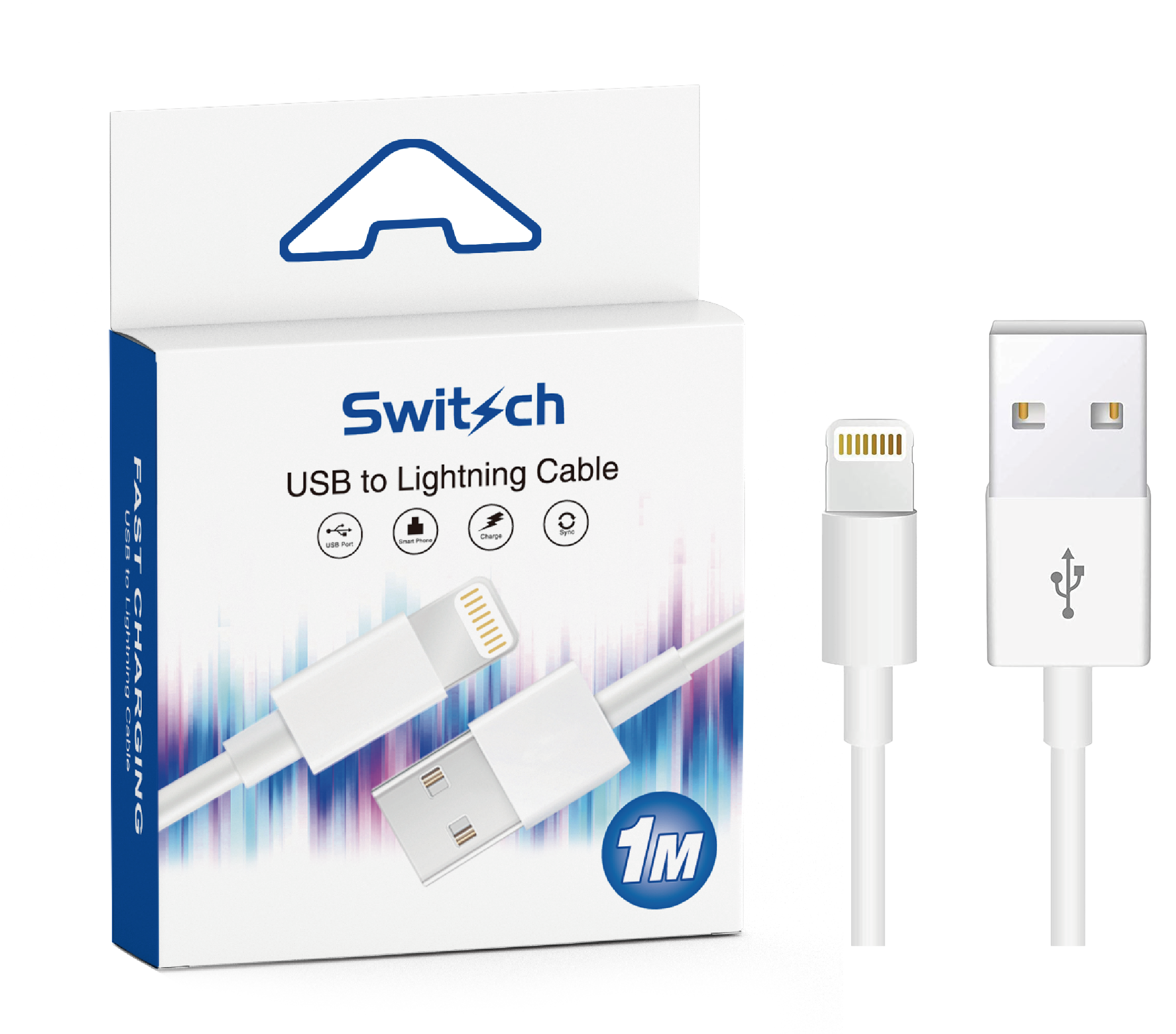 Câble USB vers Lightning 1m pour iPhone & iPad - Charge & Synchro Rapide et Fiable - Switch