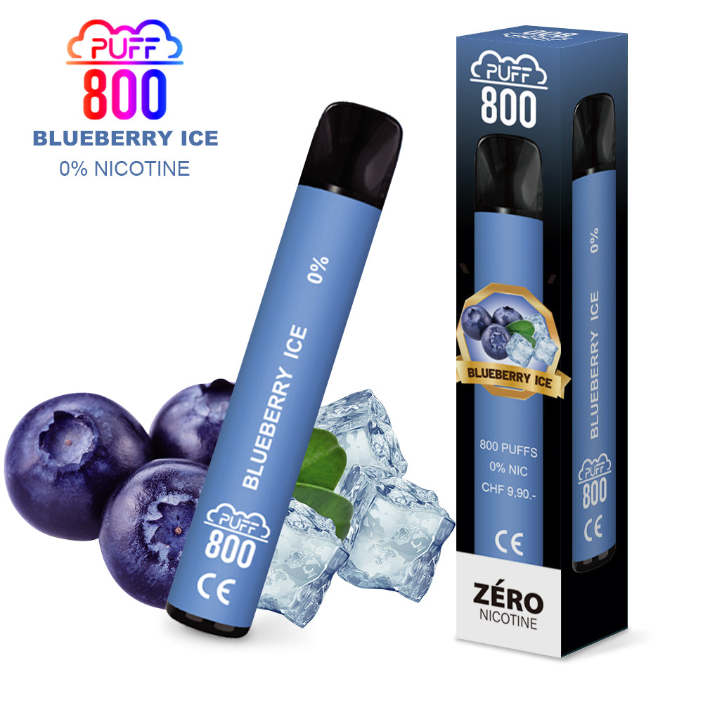 Vape jetable sans nicotine - Puff 800 - Blueberry Ice | puff 0%,zero nicotine