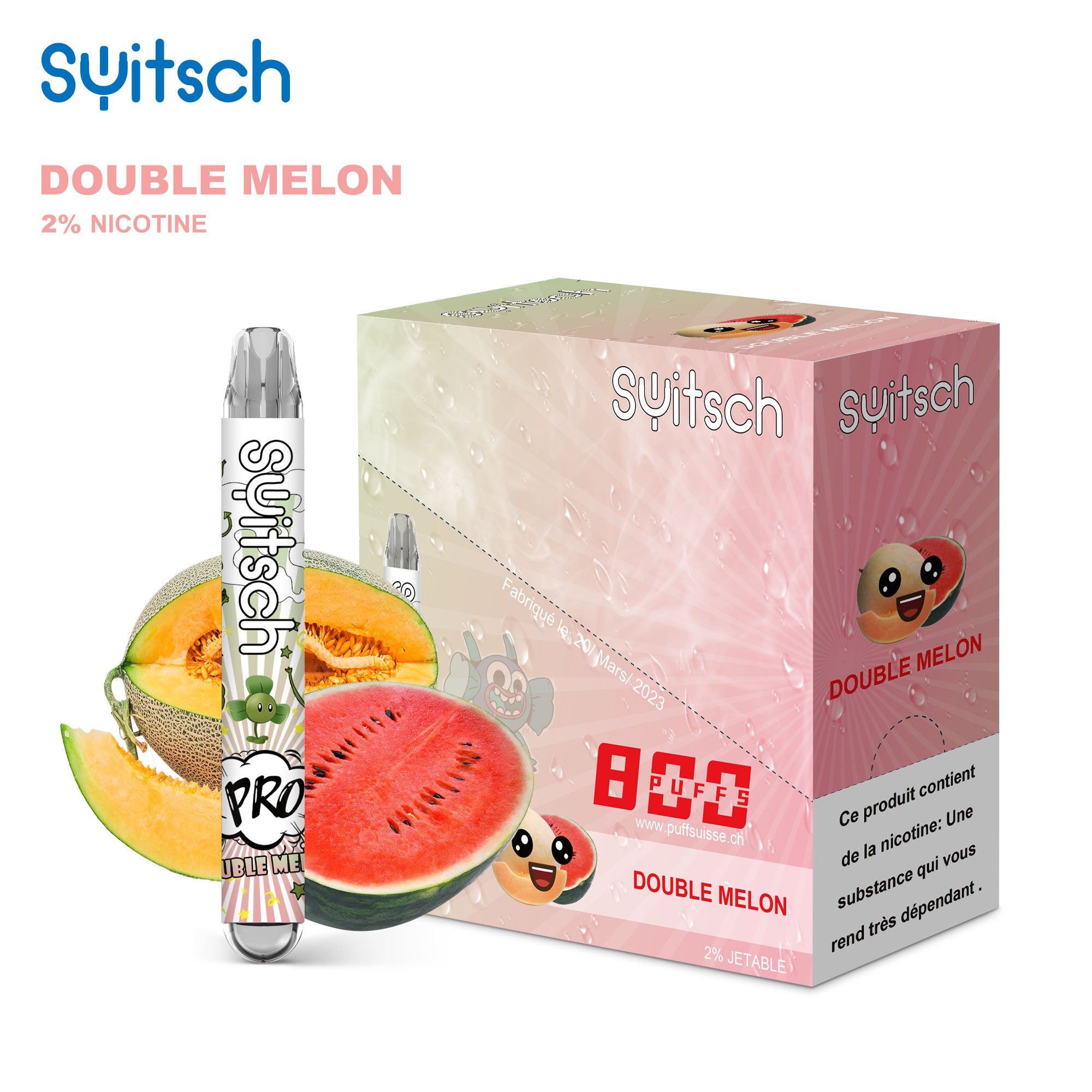 Double Melon - Puff Pro 2% | Switsch coloré