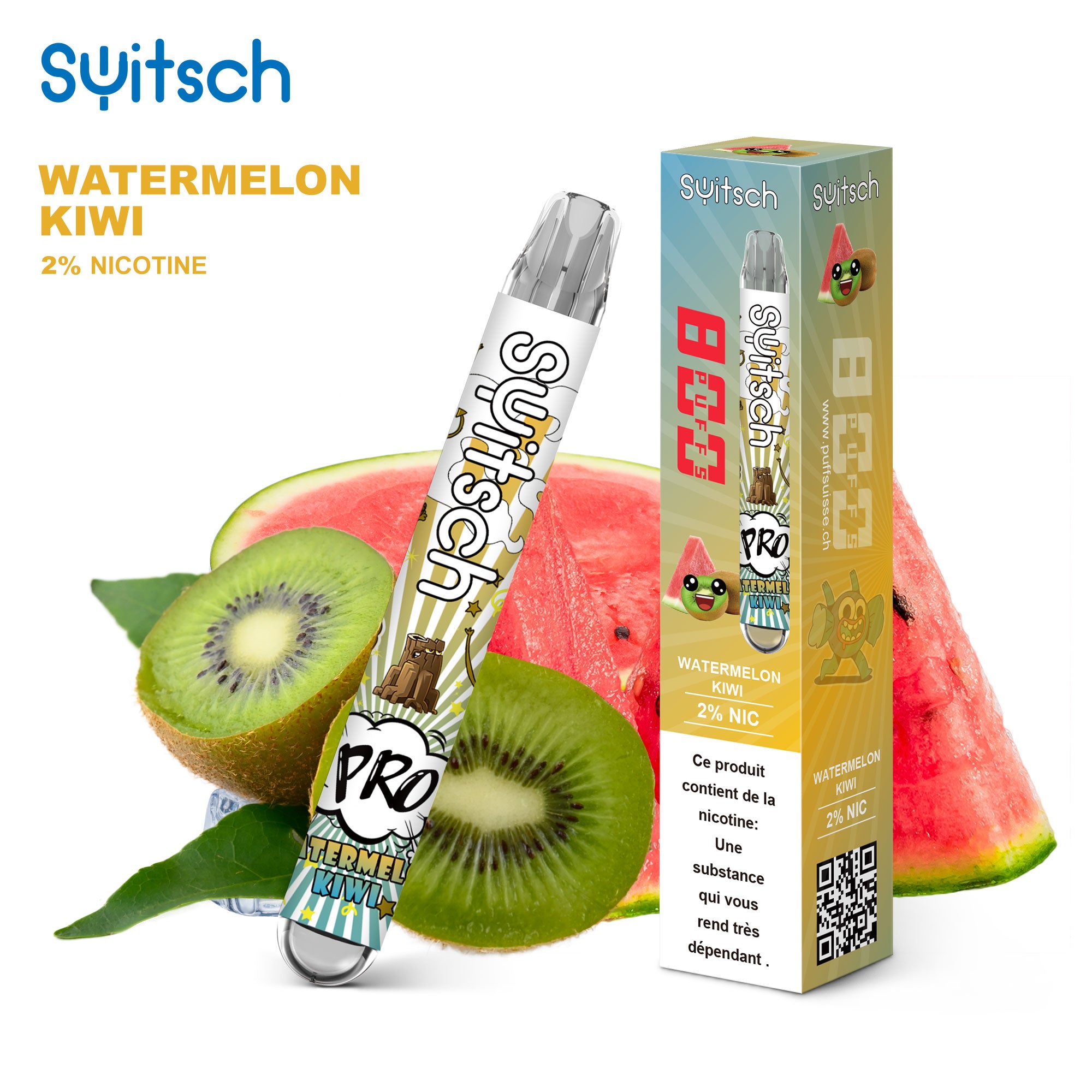 Watermelon Kiwi- Puff Pro 2% | Switsch coloré