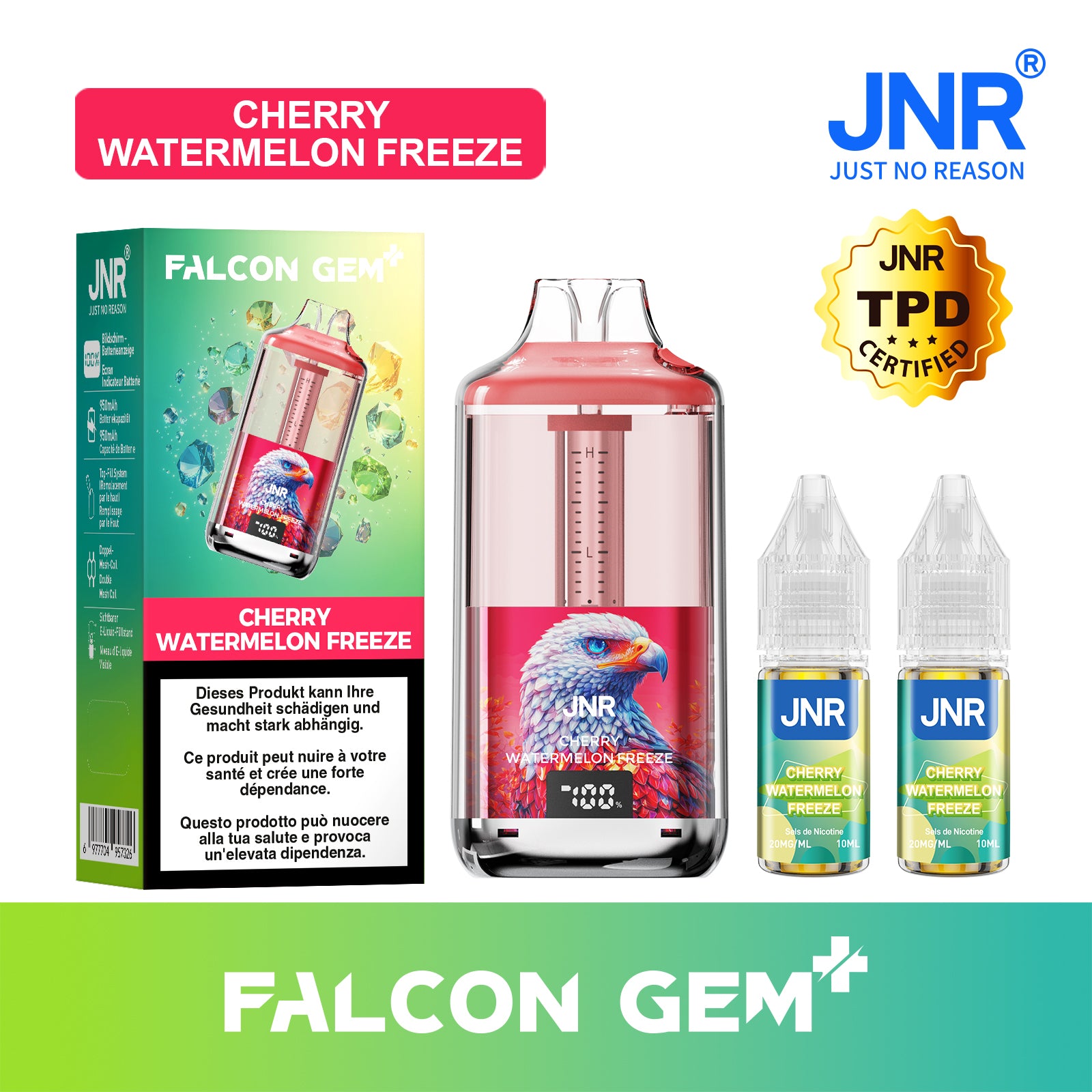 JNR Falcon Gem - Cherry Watermelon Freeze | Vape Cerise Pastèque Glacée
