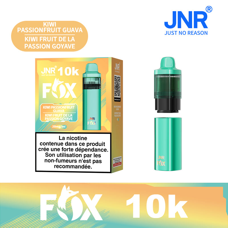 JNR FOX 10k Rechargeable - Kiwi Passion Fruit Guava | Puff Kiwi Fruit de la Passion Goyave 10000 Bouffées