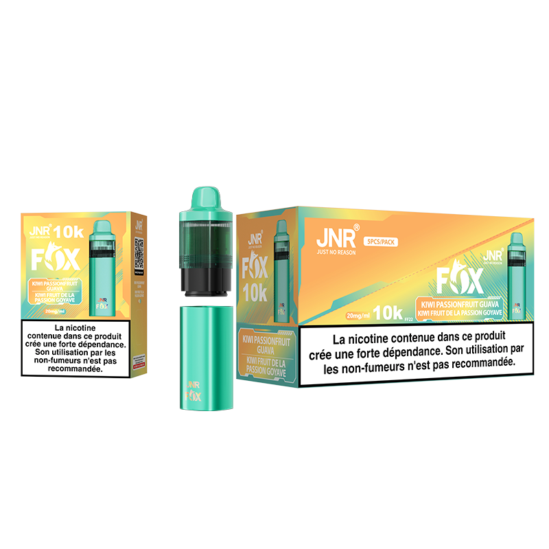 JNR FOX 10k Rechargeable - Kiwi Passion Fruit Guava | Puff Kiwi Fruit de la Passion Goyave 10000 Bouffées