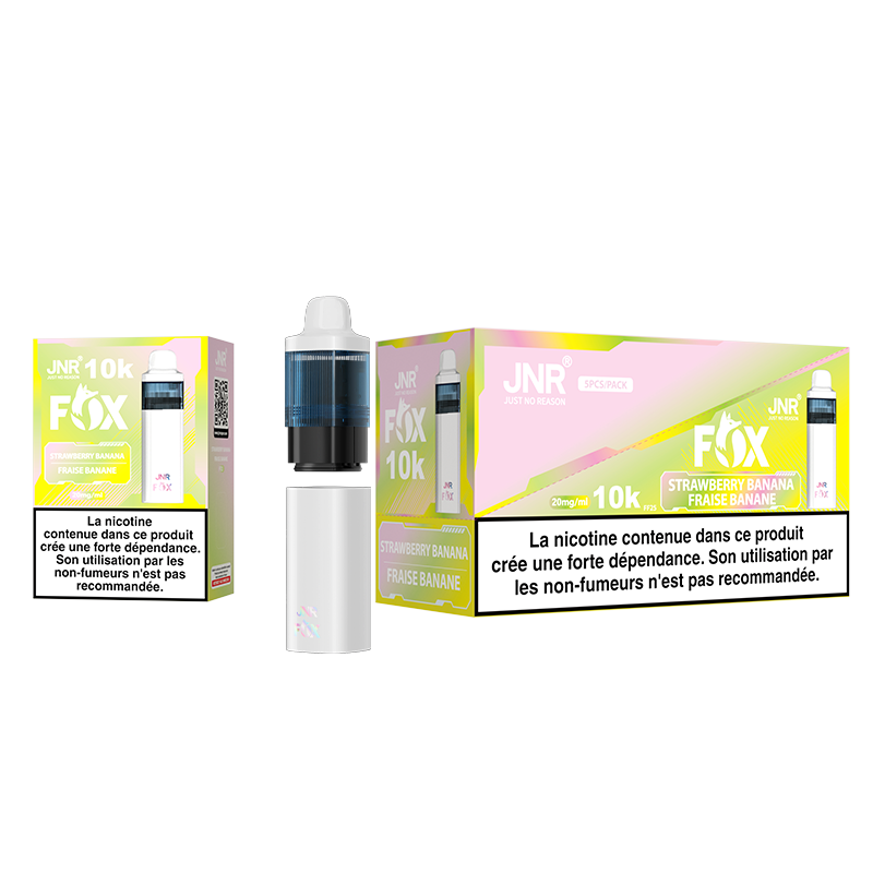 JNR FOX 10k Rechargeable - Strawberry Banana | Puff Fraise Banane 10000 Bouffées