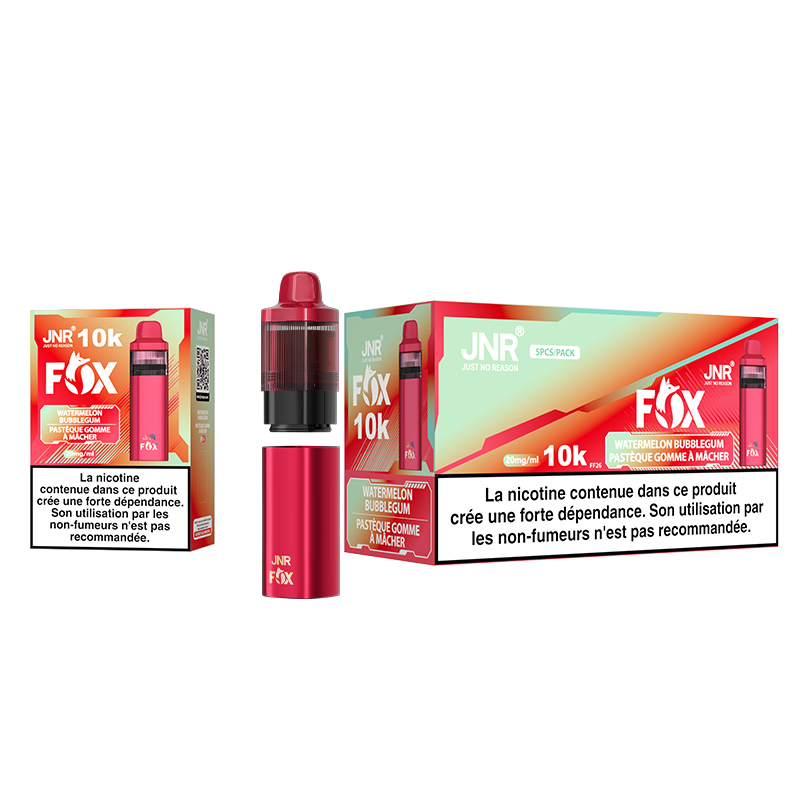 JNR FOX 10k Rechargeable - Watermelon Bubblegum | Puff Pastèque Gomme à Mâcher 10000 Bouffées