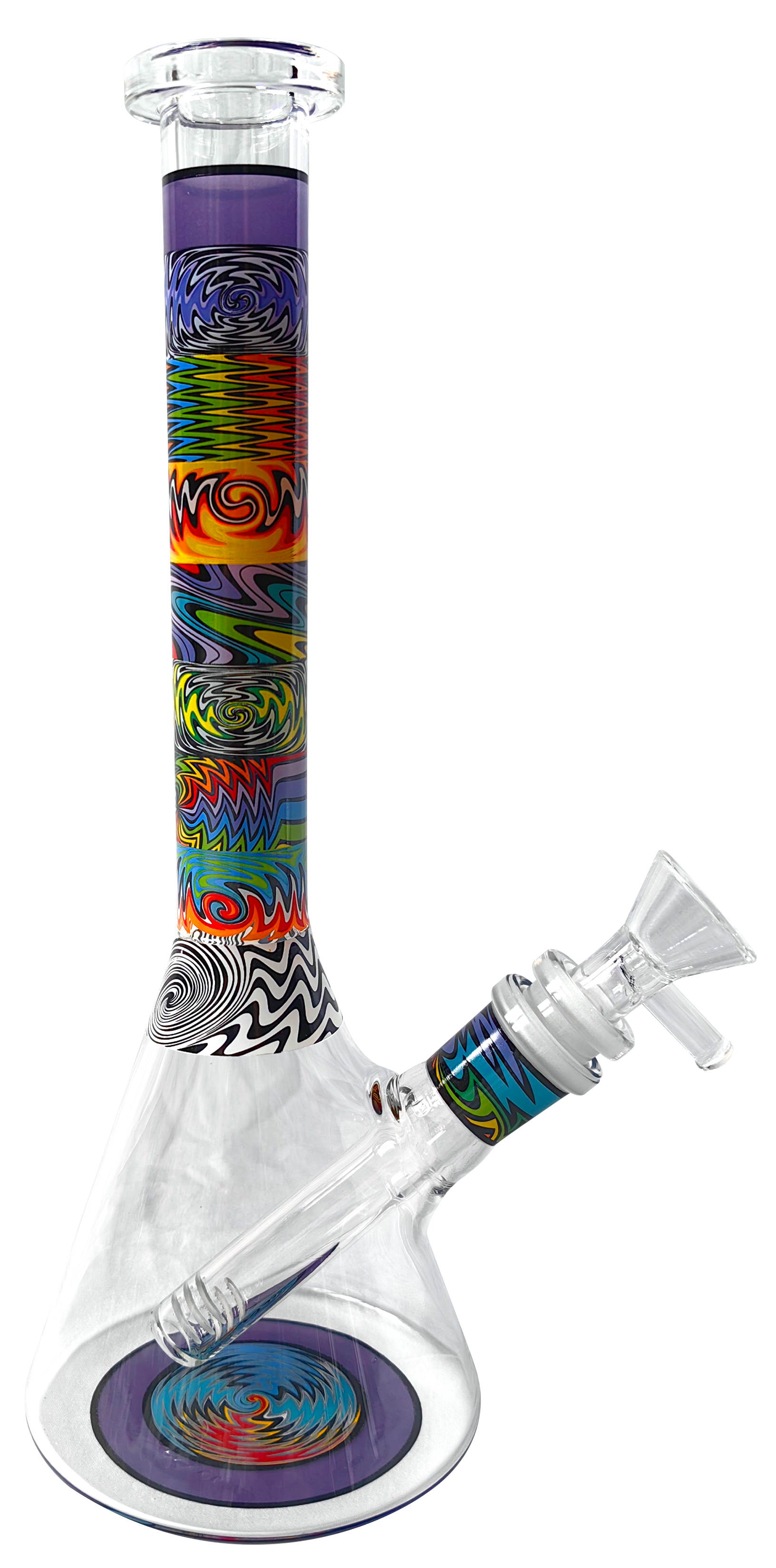 Glass Bong "Psychedelic" 25 cm (10") - Printed Water Pipe with Ice Catcher