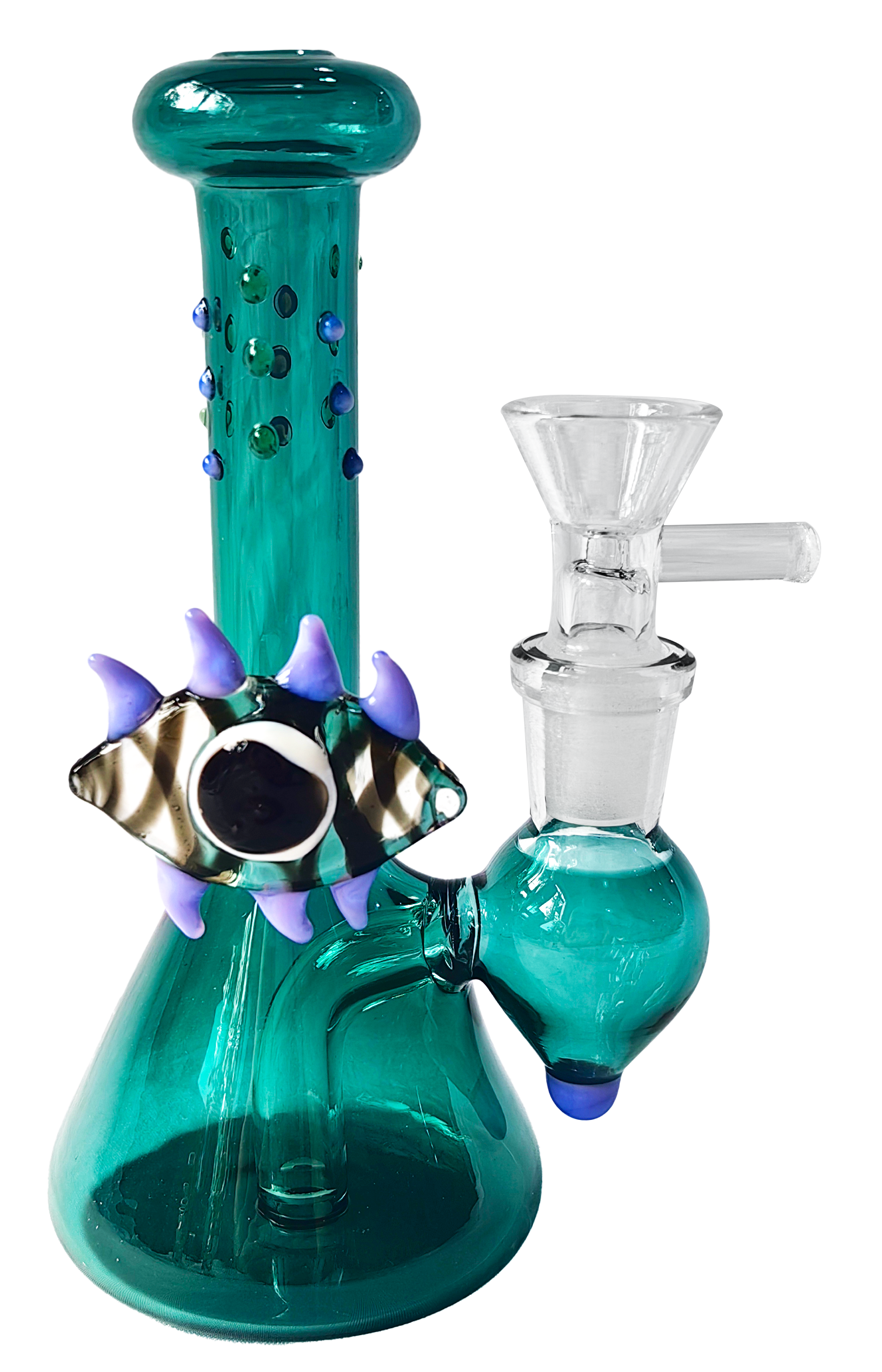 Mini Bang en Verre "Œil de Monstre" 15cm (6") - Pipe à Eau Verte Design 3D Original