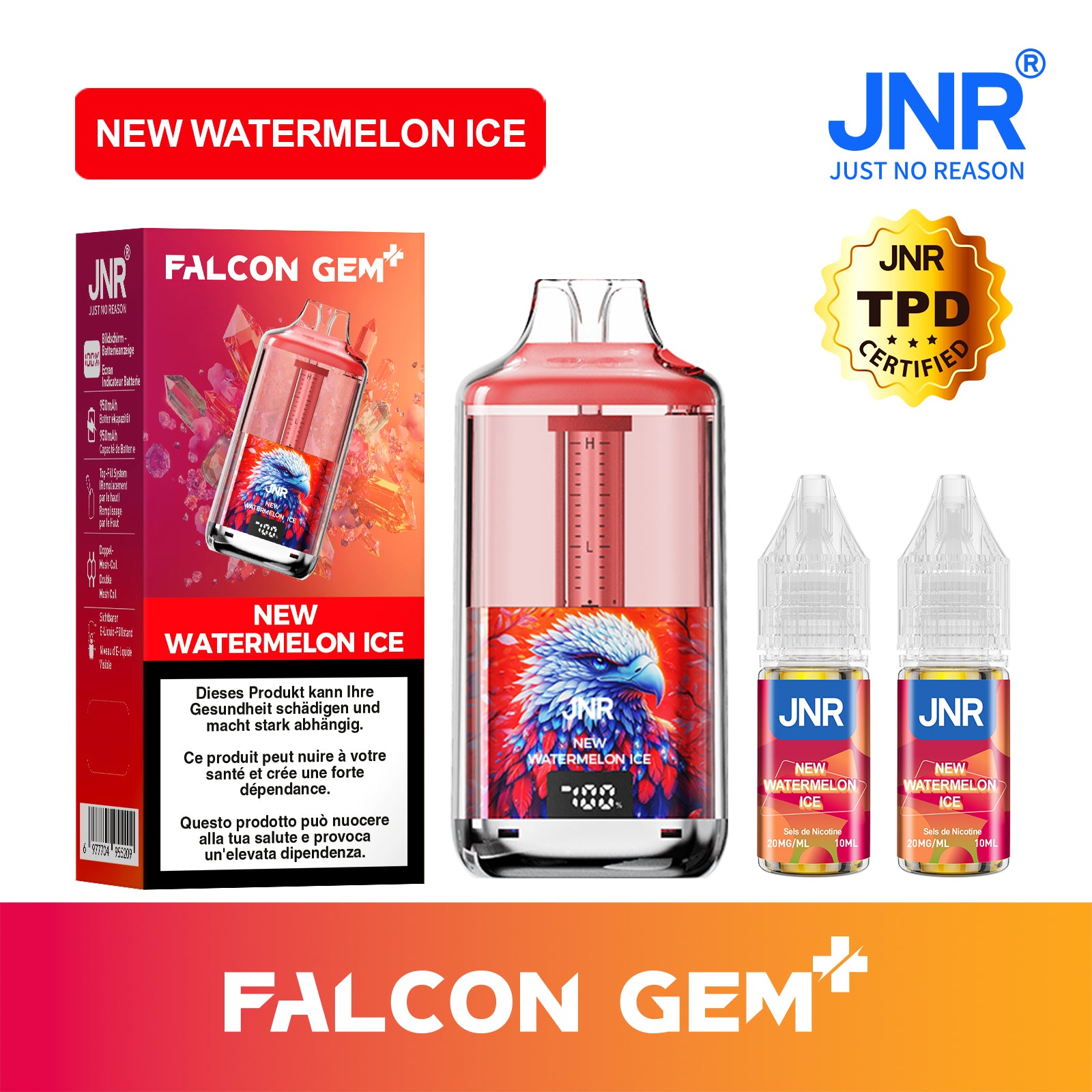 JNR Falcon Gem - New Watermelon Ice | Vape Pastèque Glacée & Écran