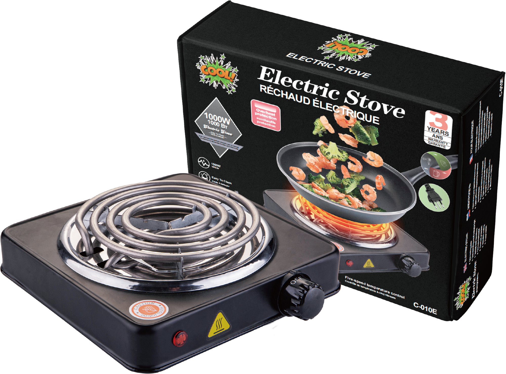 1000W Electric Charcoal Starter for Hookah - Fast Heating Plate for Natural Charcoal (Black)