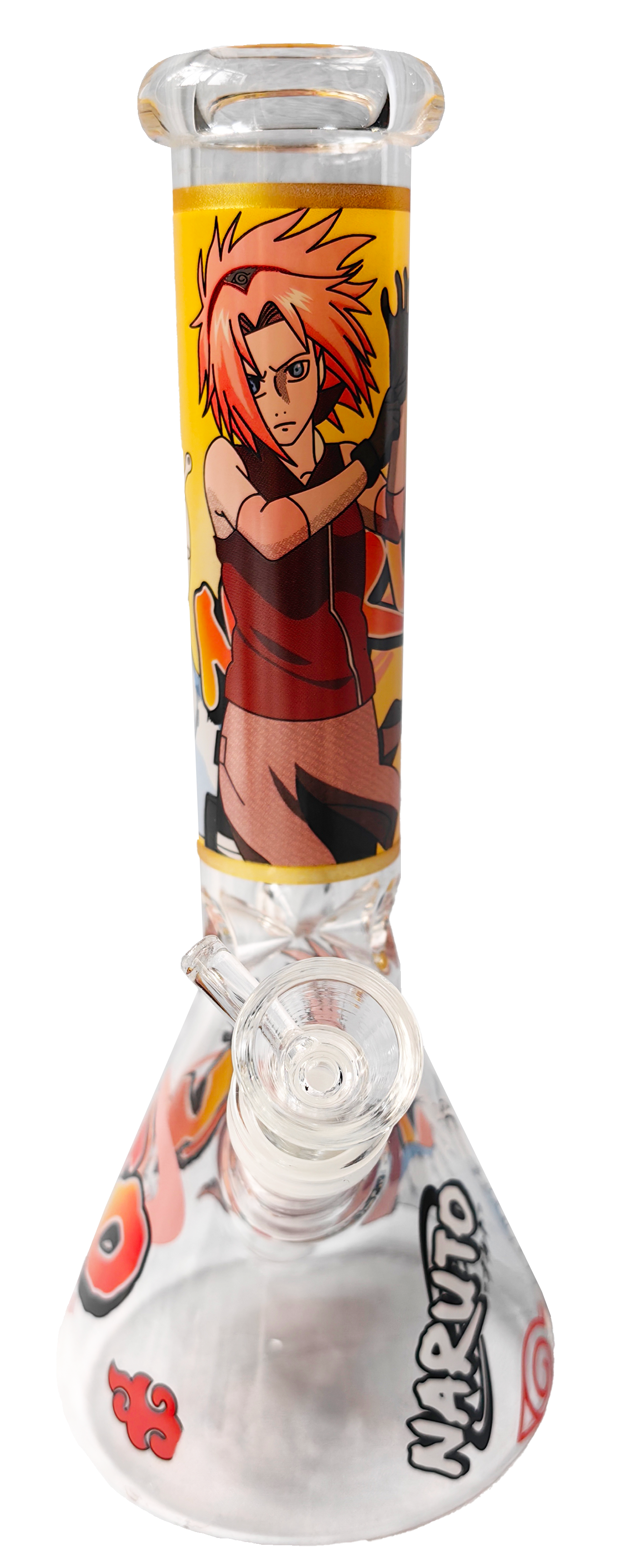Glas-Bong Beaker "Anime Ninja" 25 cm (10") - Bedruckte Wasserpfeife mit Ice Catcher