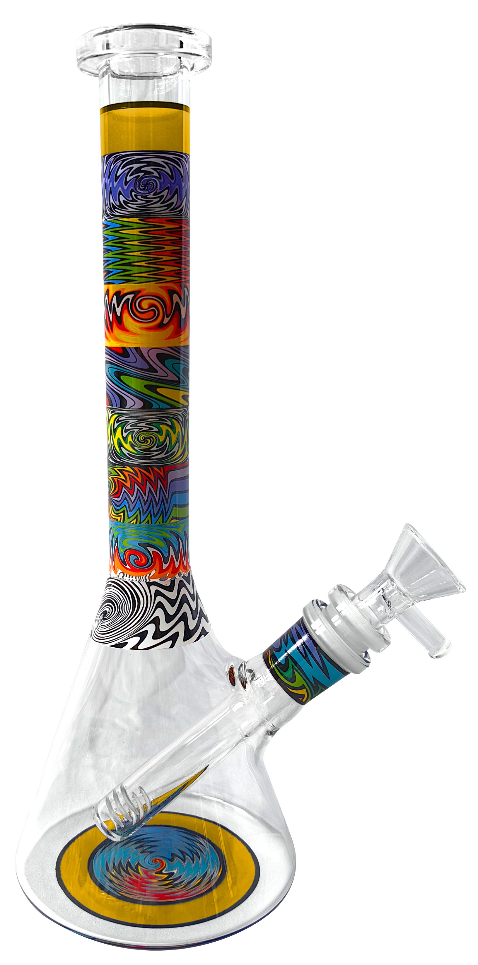 Bong in vetro Beaker "Psichedelico" 25cm (10") - Pipa ad acqua stampata con ice catcher