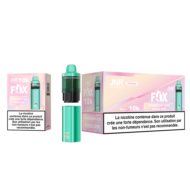 JNR FOX 10k Rechargeable - Strawberry Kiwi | Puff Fraise Kiwi 10000 Bouffées