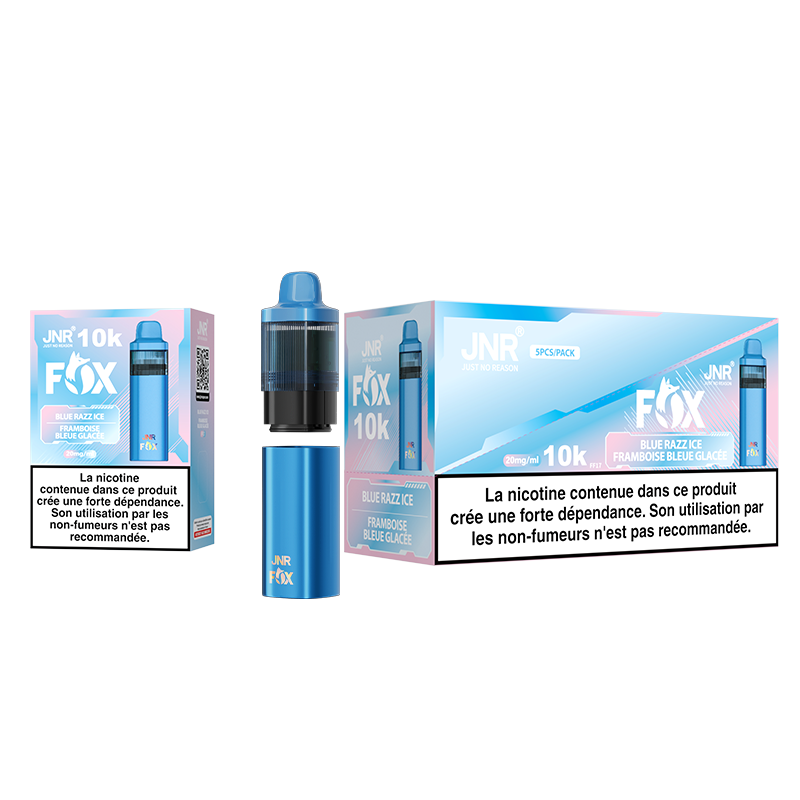 JNR FOX 10k Rechargeable - Blue Razz Ice | Puff Framboise Bleue Glacée 10000 Bouffées