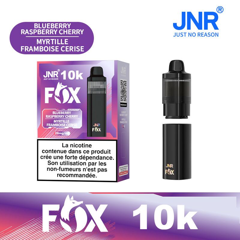 JNR FOX 10k Rechargeable - Blueberry Raspberry Cherry | Puff Myrtille Framboise Cerise 10000 Bouffées